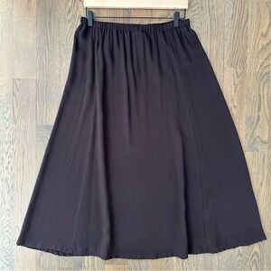 Eileen Fisher High Waist A-Line 100% Silk Georgette Skirt in Brown Medium
